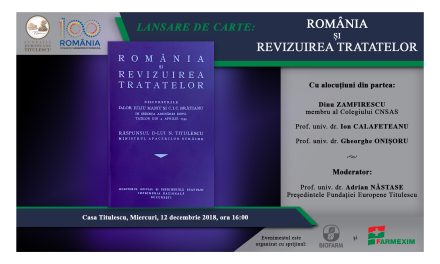 Lansare de carte: „ROMÂNIA ȘI REVIZUIREA TRATATELOR”